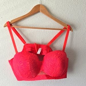 Cacique Bold Zebra Print Bra Coral And Purple 44B